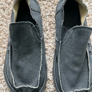 Sanuk Mens Vagabond  Sz. 12 Charcoal Slipon Canvas Shoes Sandals